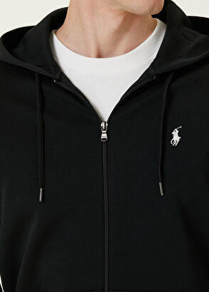 Siyah Kapüşonlu Logolu Sweatshirt - Görsel 7