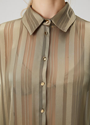 Beymen Club Khaki Striped Transparent Tunic - 6