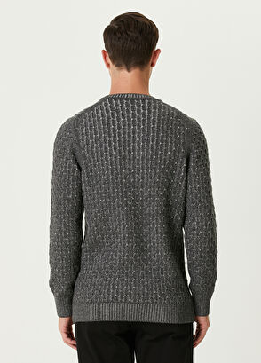 Beymen Club Gri Saç Örgü Dokulu Yün Kazak - 5