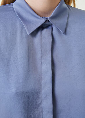 Beymen Club Mavi Dökümlü Yarasa Kol Twill Gömlek - 4