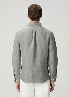 Beymen Club Gri Comfort Fit Keten Gömlek - 6