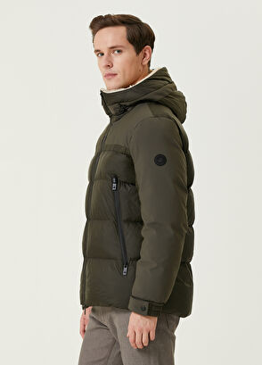Beymen Club Khaki Hooded Shearling Detailed Puff Coat - 4