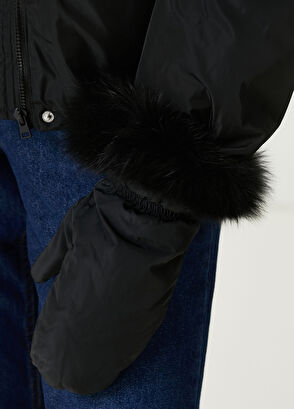 Yves Salomon Siyah Eldiven Detaylı Mont - 5