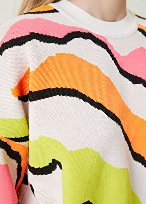 Beymen Club Ekru Neon Zebra Jakarlı Kazak - 5