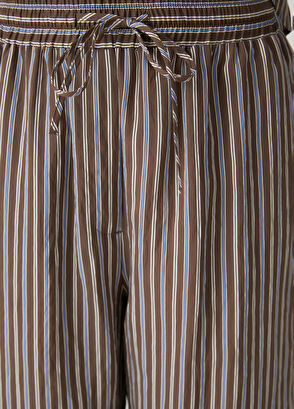 Beymen Club Kahverengi Çizgili Bol Paça Pantolon - 6