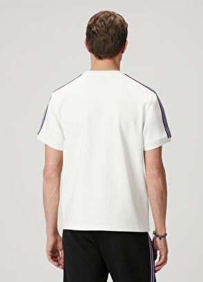 Beymen Club Off White Relax Fit Stripe Detail Pique T-Shirt - 5