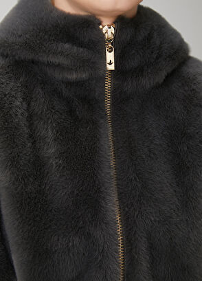 Beymen Club Antrasit Beli Büzgülü Kürk Yelek - 6