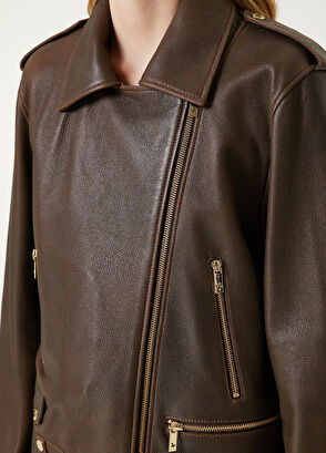 Beymen Club Kahverengi Trucker Deri Ceket - 8