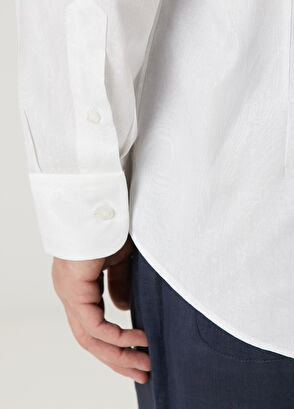 Beyaz Etnik Desenli Gömlek - Görsel 8