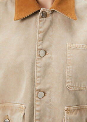 Beymen Club Beige Velvet Collar Denim Jacket - 6