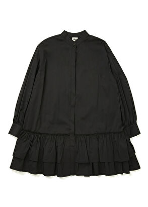 Beymen Club Siyah Fırfırlı Mini Tafta Elbise - 6