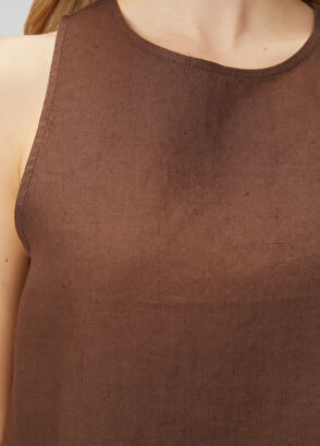 Beymen Club Açık Kahverengi Kolsuz Keten Bluz - 6