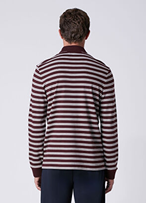 Beymen Club Comfort Fit Plum Striped Interlock Sweatshirt - 6