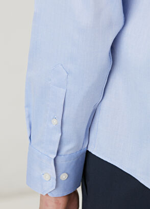 Beymen Club Comfort Fit Koyu Mavi Armürlü Non-iron Gömlek - 8