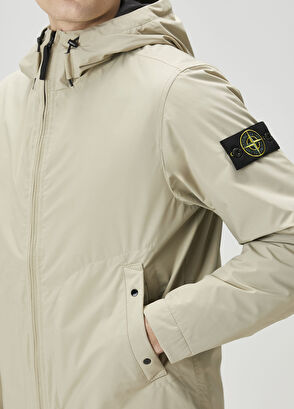 Stone Island Koyu Bej Kapüşonlu Mont - 5