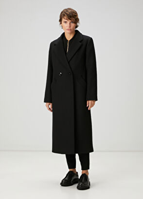 Beymen Club Black Double-Breasted Wool Coat - 3