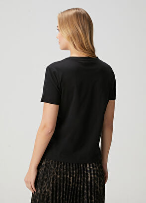 Beymen Club Siyah Logo Detaylı Basic T-shirt - 5