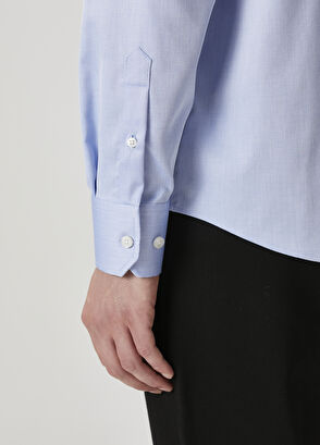 Beymen Club Comfort Fit Koyu Mavi Armürlü Non-iron Gömlek - 8