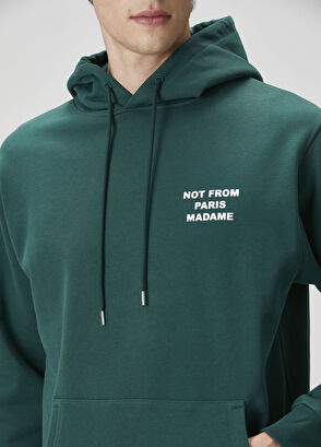 Drôle De Monsieur Koyu Yeşil Kapüşonlu Logolu Sweatshirt - 5