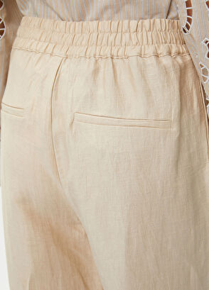 Beymen Club Beige Belted Linen Trousers - 5