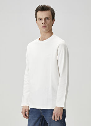 Beymen Club Off-White Logo Embroidered Long Sleeve T-Shirt - 4