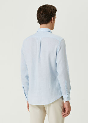 Beymen Club Açık Mavi İtalyan Yaka Keten Gömlek - 5