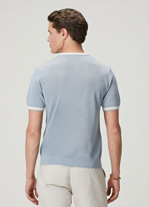 Beymen Club Mavi Kısa Kollu Keten Karışımlı Kazak - 5