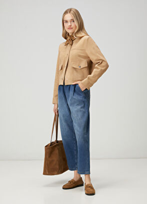 Beymen Club Bej El İşi Detaylı Deri Mont - 3