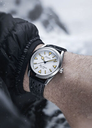 Nivada Grenchen Super Antarctic White Beige Luminova 32064A04 Otomatik Siyah Deri Erkek Kol Saati - 4