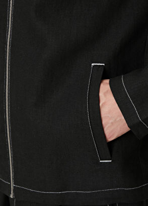 Beymen Club Black White Stitching Linen Outer Shirt - 8