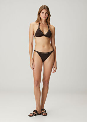 Beymen Club Triangle bikini top with brown hoop chain - 3