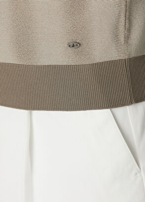 Beymen Club Bej Polo Yaka Dağınık Çizgili Kısa Kollu Triko - 8