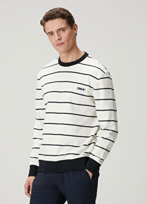 Beymen Club Kırık Beyaz Lacivert Oversize T-shirt - 4