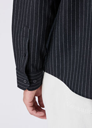 Beymen Club Comfort Fit Black Wool Blend Flannel Shirt - 7