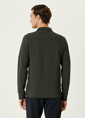 Beymen Club Slim Fit Khaki Ottoman Textured Polo Sweatshirt - 5