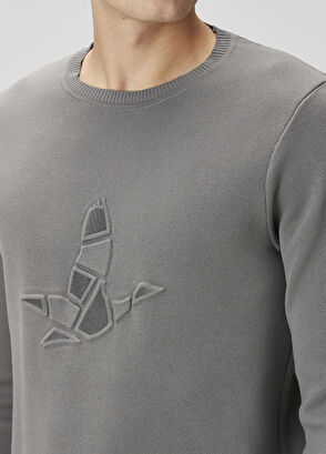 Beymen Club Grey Melange Goose Printed Sweater - 6