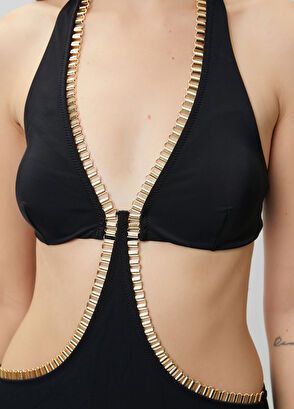 Beymen Club Black gold chain detailed swimsuit - 8