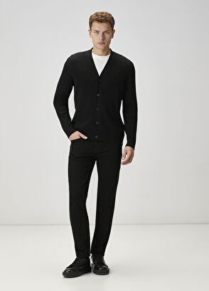 Beymen Club Black V-Neck Wool Knit Cardigan - 3