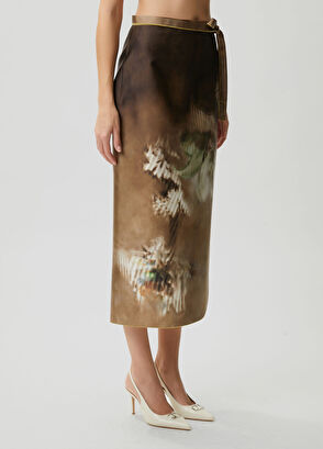 Beymen Club Dark Beige Floral Long Tube Skirt - 3