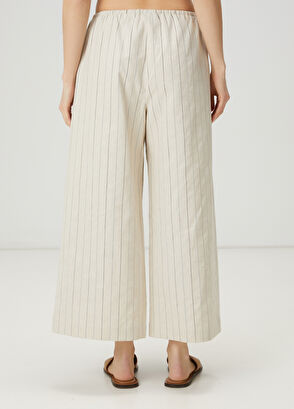 Beymen Club Ekru Beli Kordonlu Çizgi Desenli Pantolon - 4