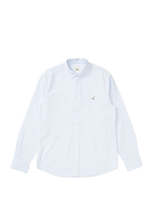 Beymen Club Comfort Fit Light Blue Thin Striped Waffle Shirt - 6