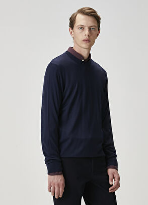 Beymen Club Navy Blue Basic Wool Sweater - 4
