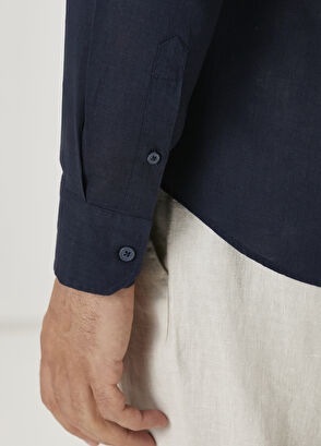 Beymen Club Comfort Fit Lacivert Keten Gömlek - 6