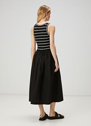 Beymen Club Black Striped Midi Dress - 6