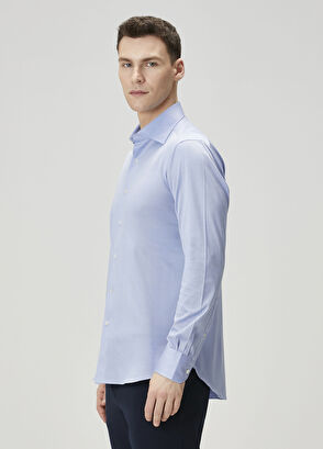 Fray Açık Mavi Beyaz Gömlek - 3