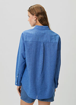 Beymen Club Kobalt Keten Gömlek - 4