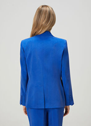 Beymen Club Blue Double-Breasted Cupro Blazer - 5