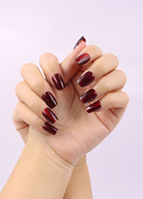 Don't Wear Don't Wear Short Ballerina 10-Piece Burgundy Prosthetic False Nails - 3