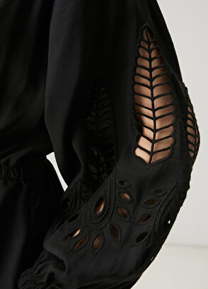 Beymen Club Siyah Nakışlı Midi Gömlek Elbise - 6