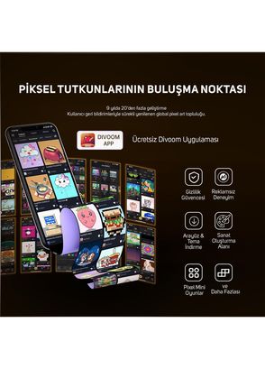 Divoom Times Gate Sarı 5 Ekranlı Rgb Işıklı Akıllı Dijital Saat - 6